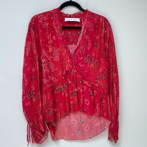 IRO Jean Red Bavone Top, 34